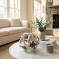 5" Off White And Brown Resin Faux Antler Decorative Orb