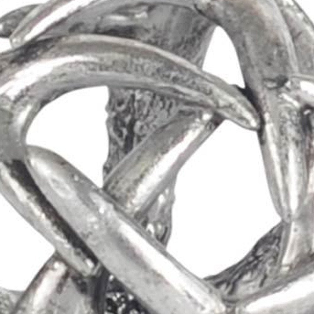 5" Antiqued Silver Resin Faux Antler Decorative Orb