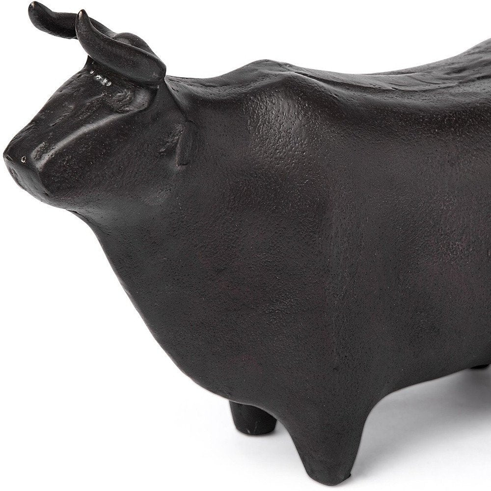 6" Black Metal Tabletop Sculpture. Sculpture isolated on a plain white background, finished in black metal.