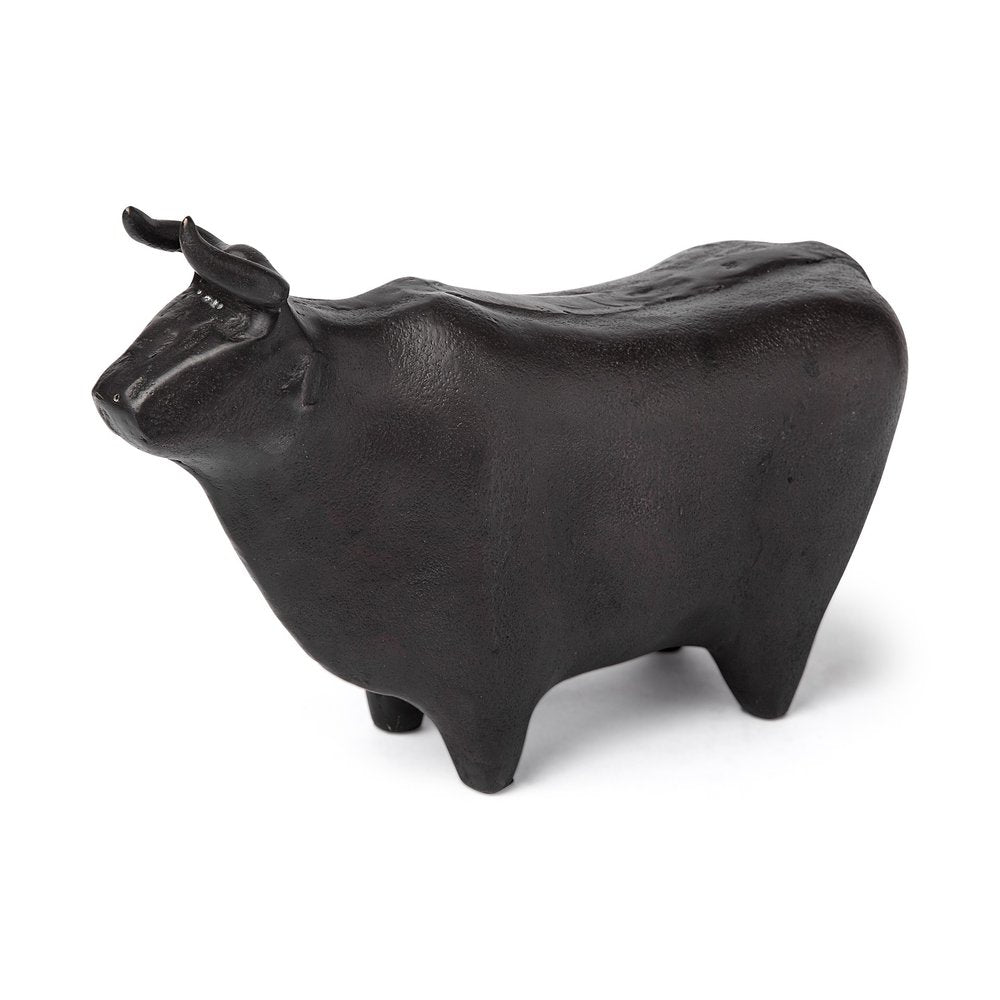 6" Black Metal Tabletop Sculpture. Sculpture isolated on a plain white background, finished in black metal.