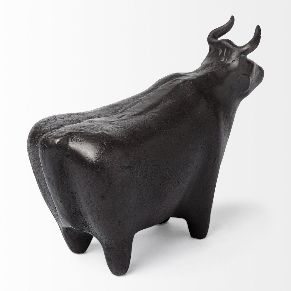 6" Black Metal Tabletop Sculpture. Sculpture isolated on a plain white background, in a black metal finish.