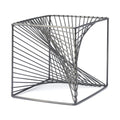 8" Silver Metal Cube Tabletop Sculpture on a white background