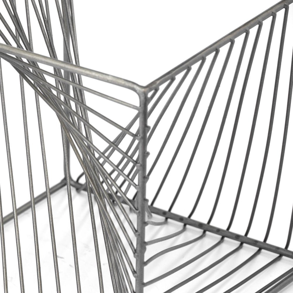 8" Silver Metal Cube Tabletop Sculpture on a white background