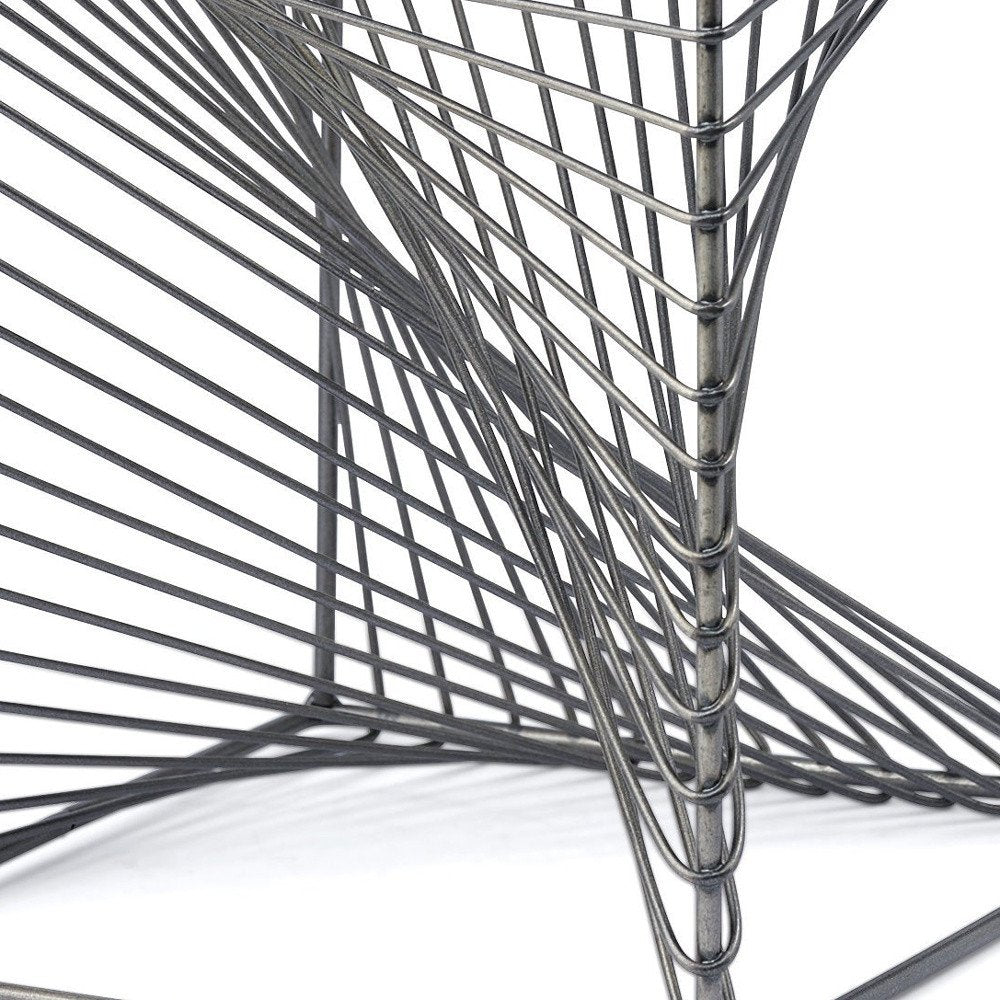 8" Silver Metal Cube Tabletop Sculpture on a white background