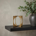 6" Burnished Gold Metal Circle Square Sculpture