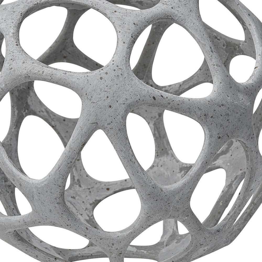 Light Gray Metal Hollow Orb Sculpture on a white background
