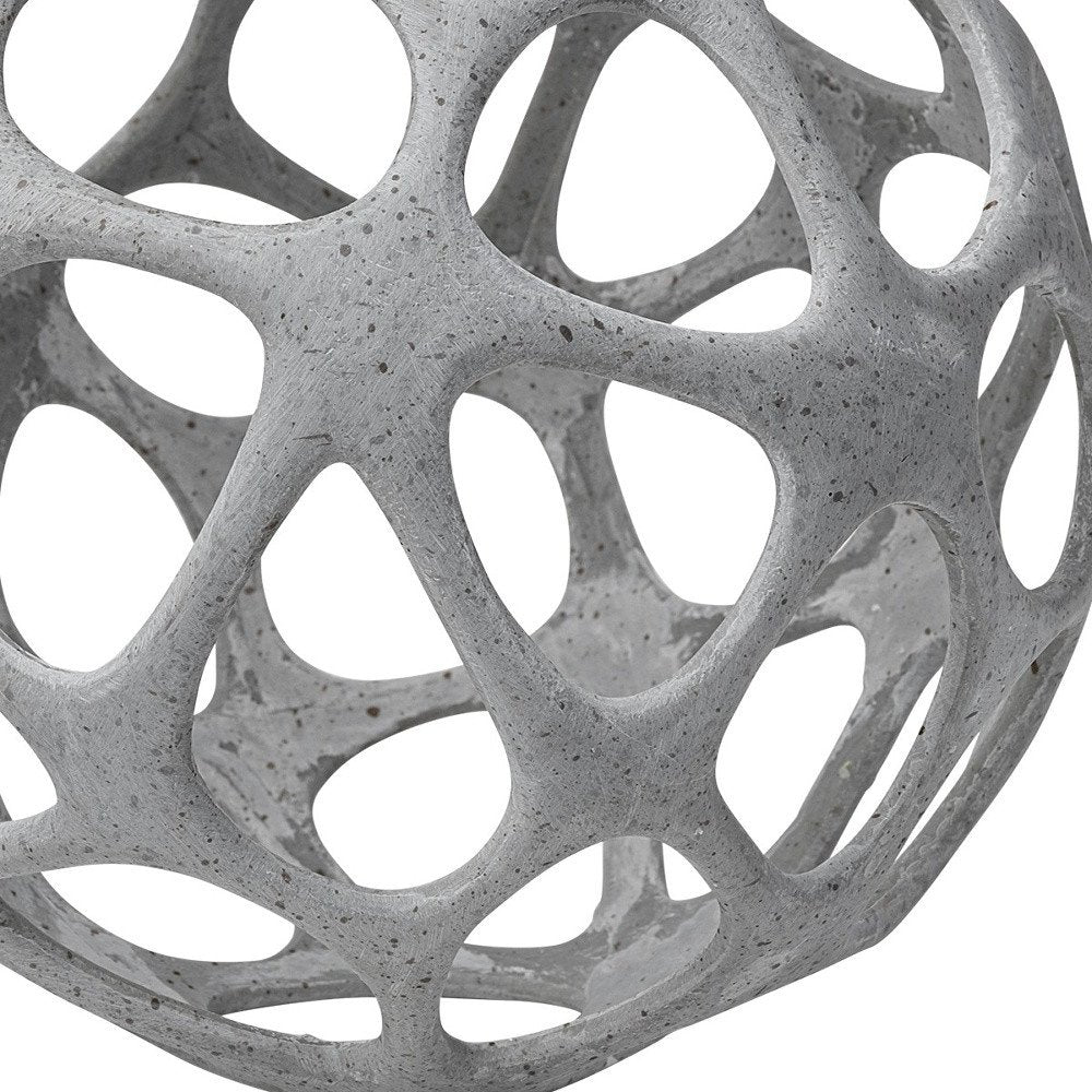 Light Gray Metal Hollow Orb Sculpture on a white background