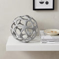 Light Gray Metal Hollow Orb Sculpture