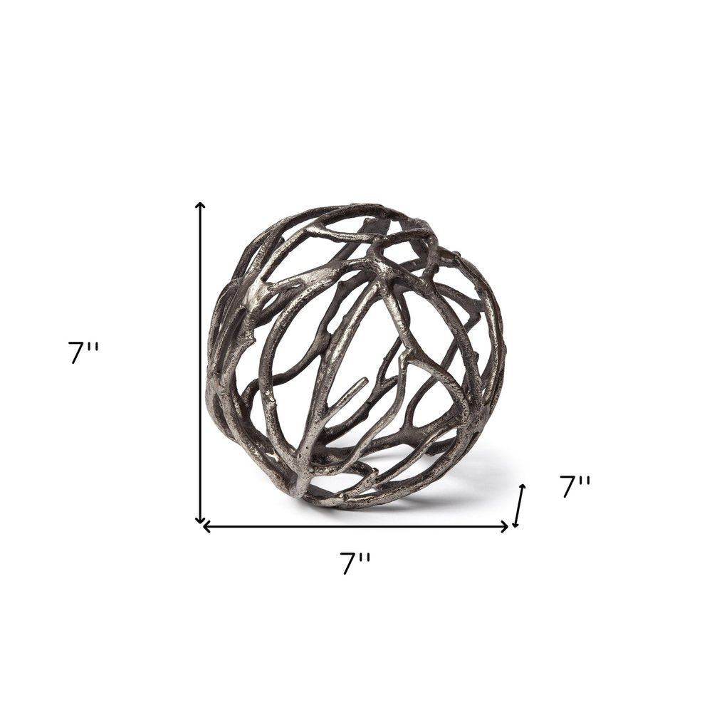 Silver Metal Tree Branch Sculpture on a white background
