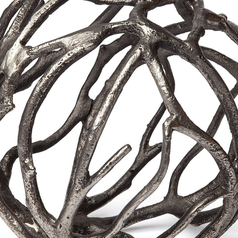 Silver Metal Tree Branch Sculpture on a white background