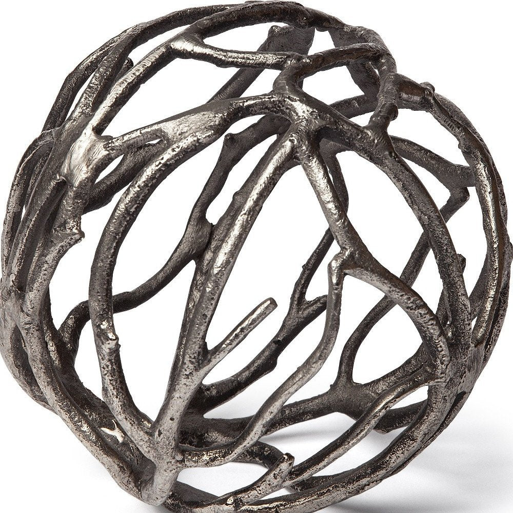 Silver Metal Tree Branch Sculpture on a white background