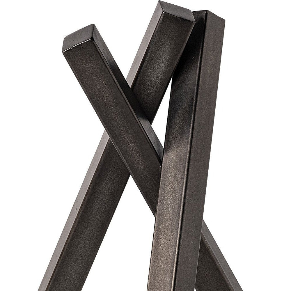 12" Gunmetal Gray Metal Abstract Geometric Tabletop Sculpture. Sculpture isolated on a plain white background, finished in gray metal.