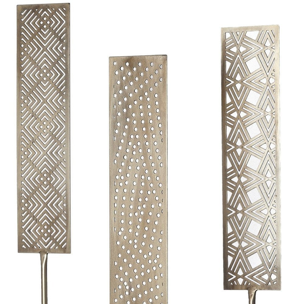 Set of Three Gold Metal Modern Abstract