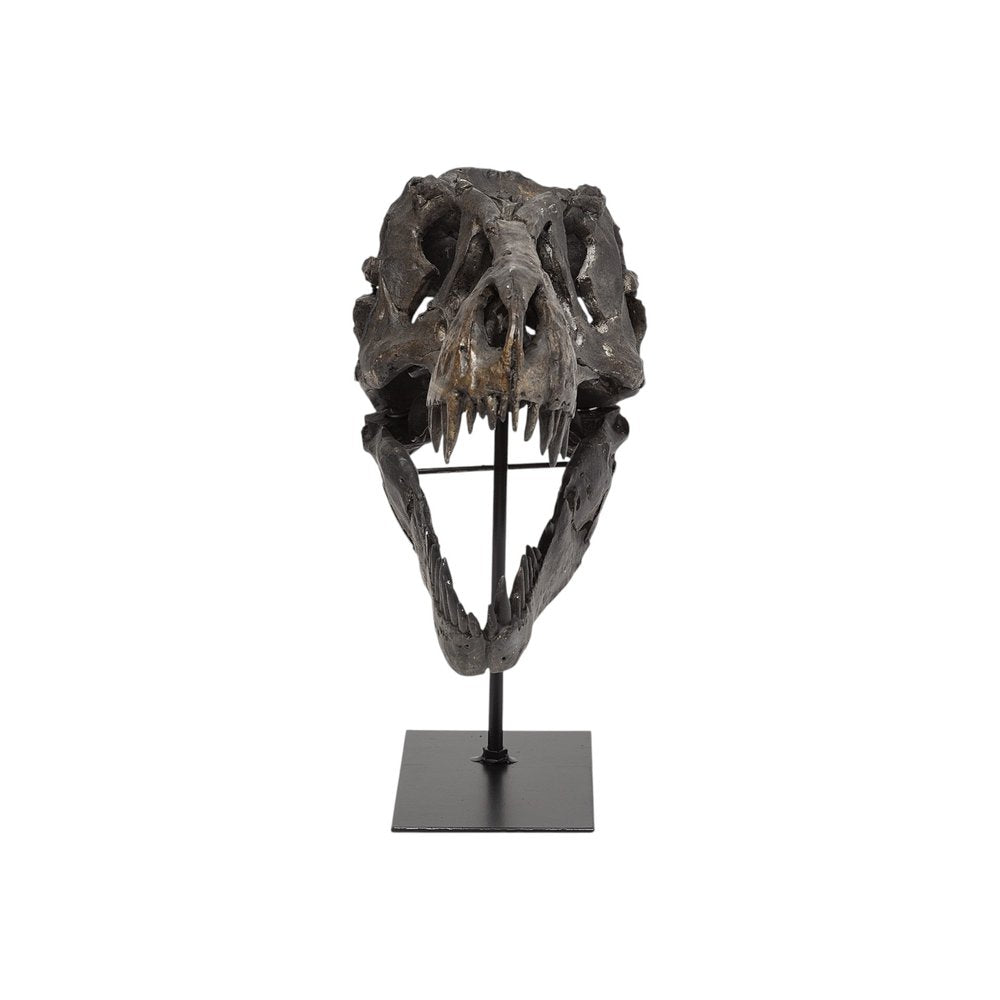 12" Brown Fabric Dinosaur Tabletop Sculpture. Sculpture isolated on a plain white background, showing a fabric surface.