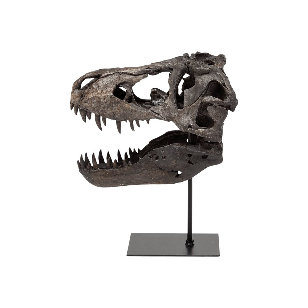 12" Brown Fabric Dinosaur Tabletop Sculpture. Sculpture isolated on a plain white background, showing a fabric surface.