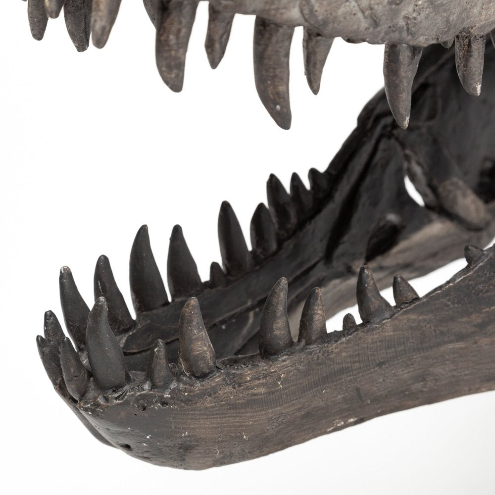 12" Brown Fabric Dinosaur Tabletop Sculpture. Sculpture isolated on a plain white background, showing a fabric surface.