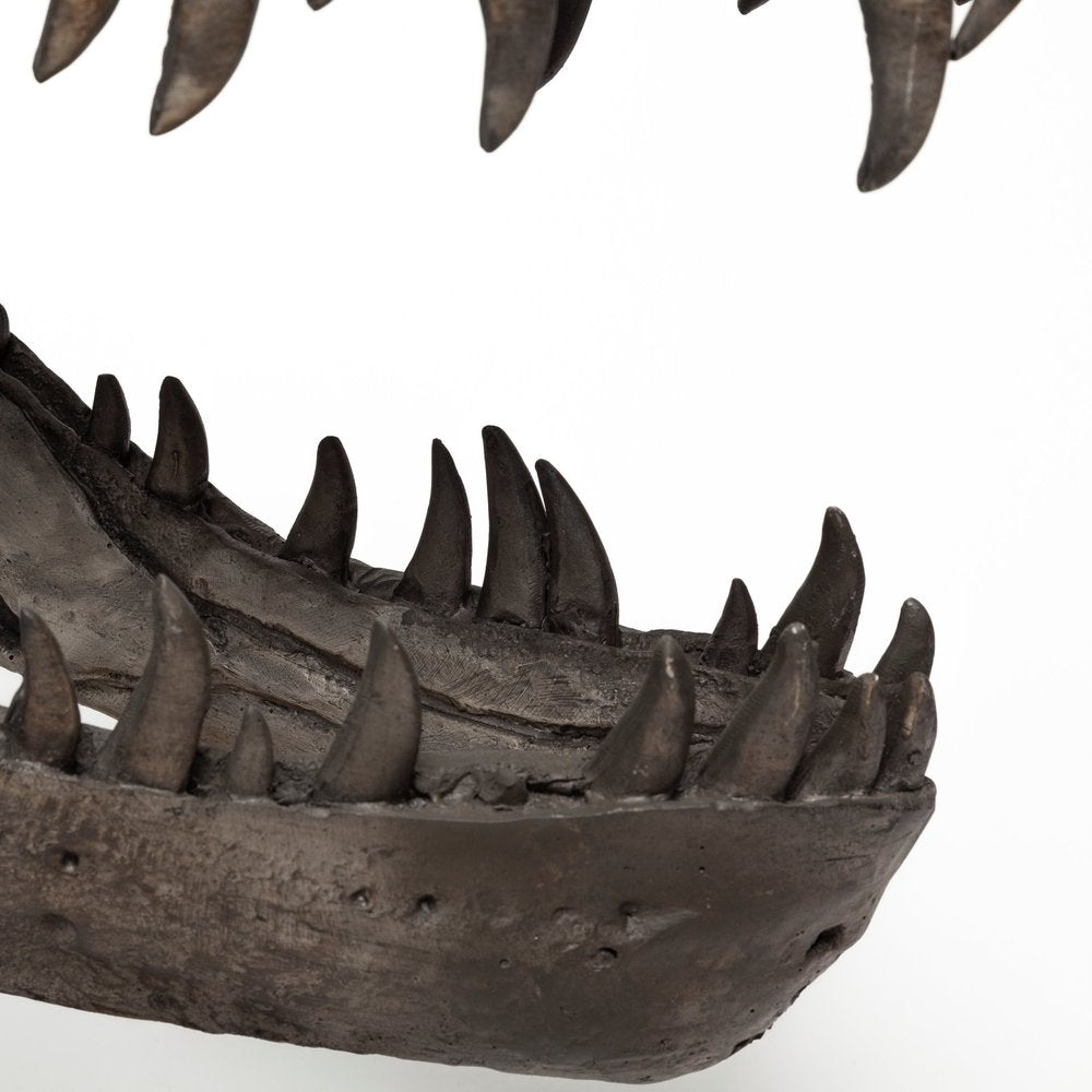 Authentic Replica T Rex Skull Sculpture on a white background
