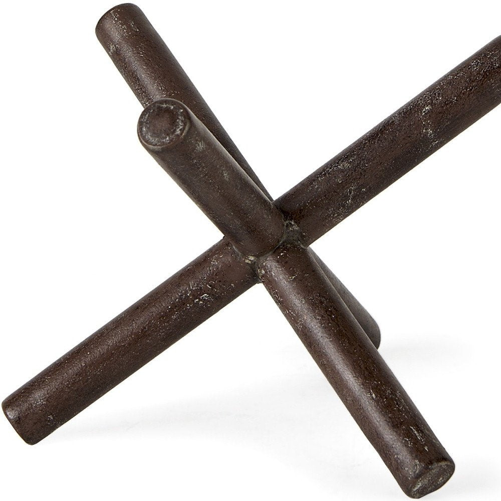 8" Rustic Metal X Decorative Sculpture on a white background