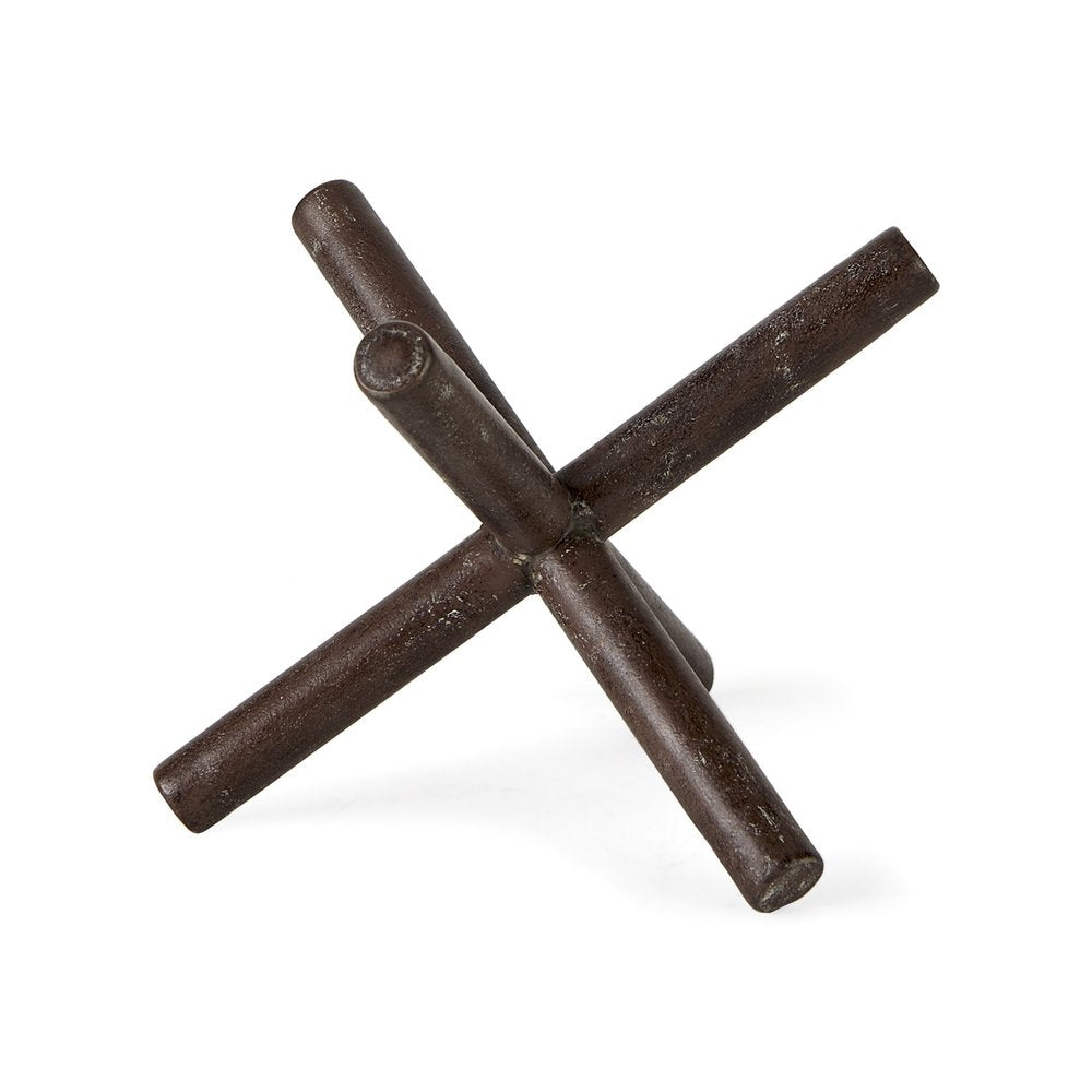 8" Rustic Metal X Decorative Sculpture on a white background