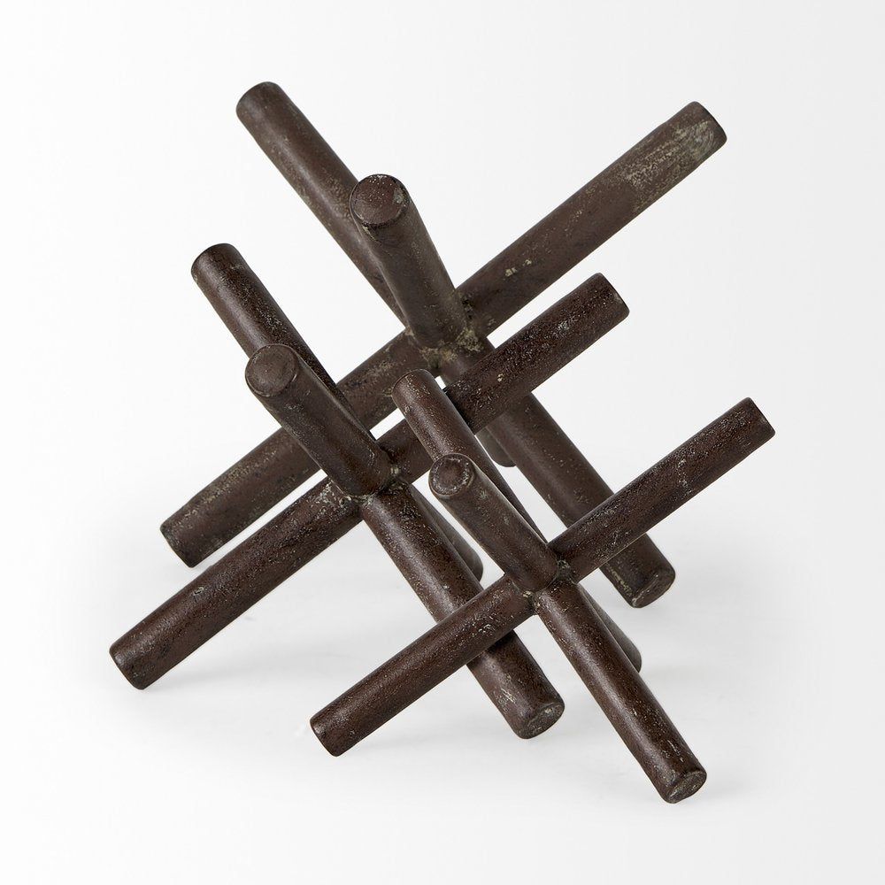 8" Rustic Metal X Decorative Sculpture on a white background