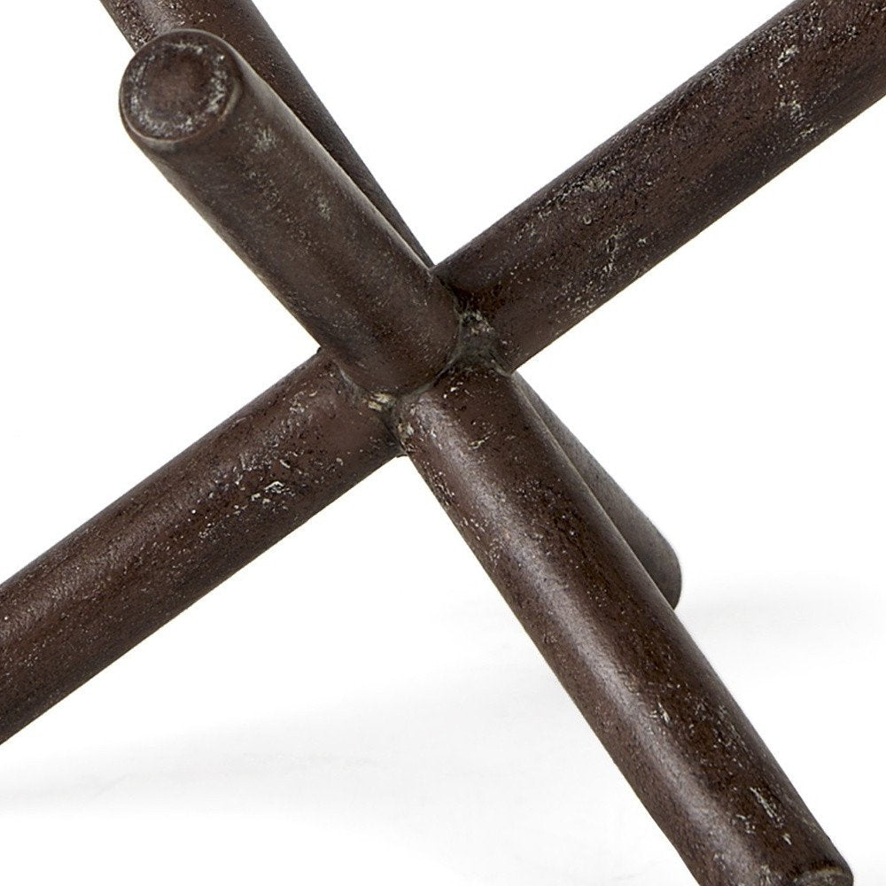 8" Rustic Metal X Decorative Sculpture on a white background
