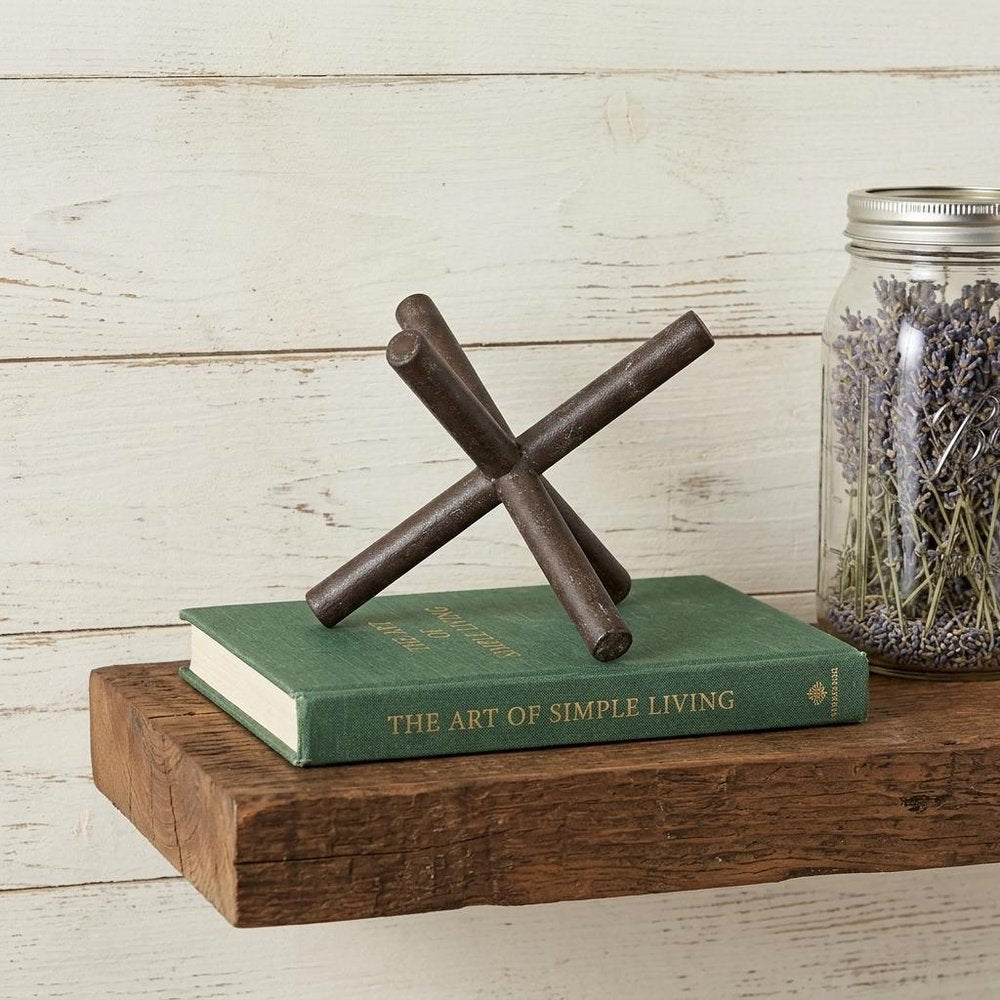 5" Brown Rustic Metal X Decorative Tabletop Sculpture