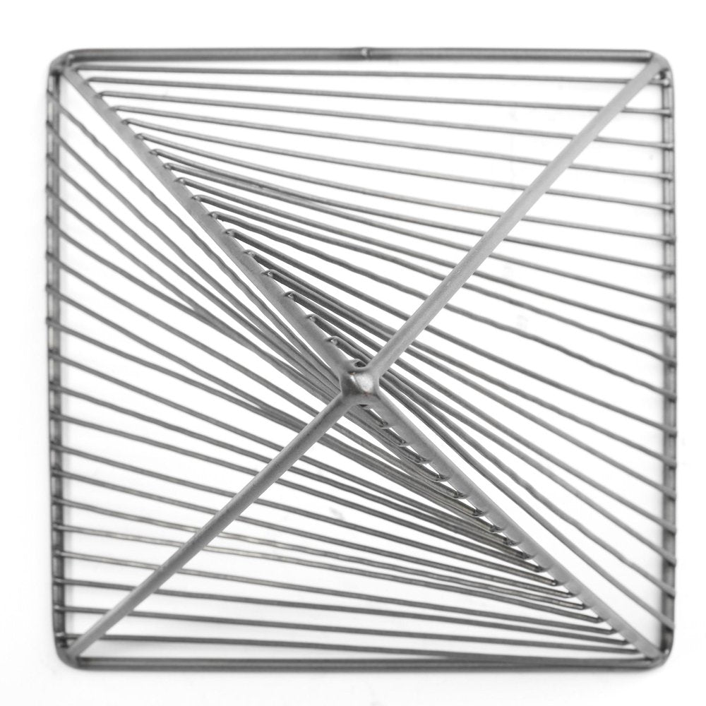 Contemporary Gray Metal Triangular Decor Piece on a white background