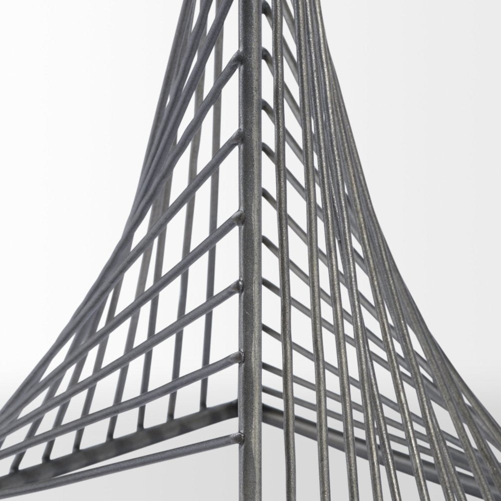 Contemporary Gray Metal Triangular Decor Piece on a white background