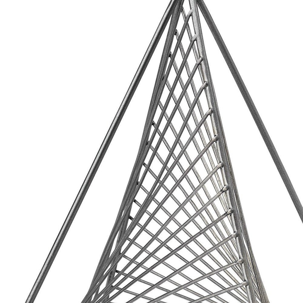 Contemporary Gray Metal Triangular Decor Piece on a white background