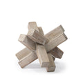 6" Light Brown Solid Wood Geometric Tabletop Sculpture. Sculpture isolated on a plain white background, showing a brown wood surface.