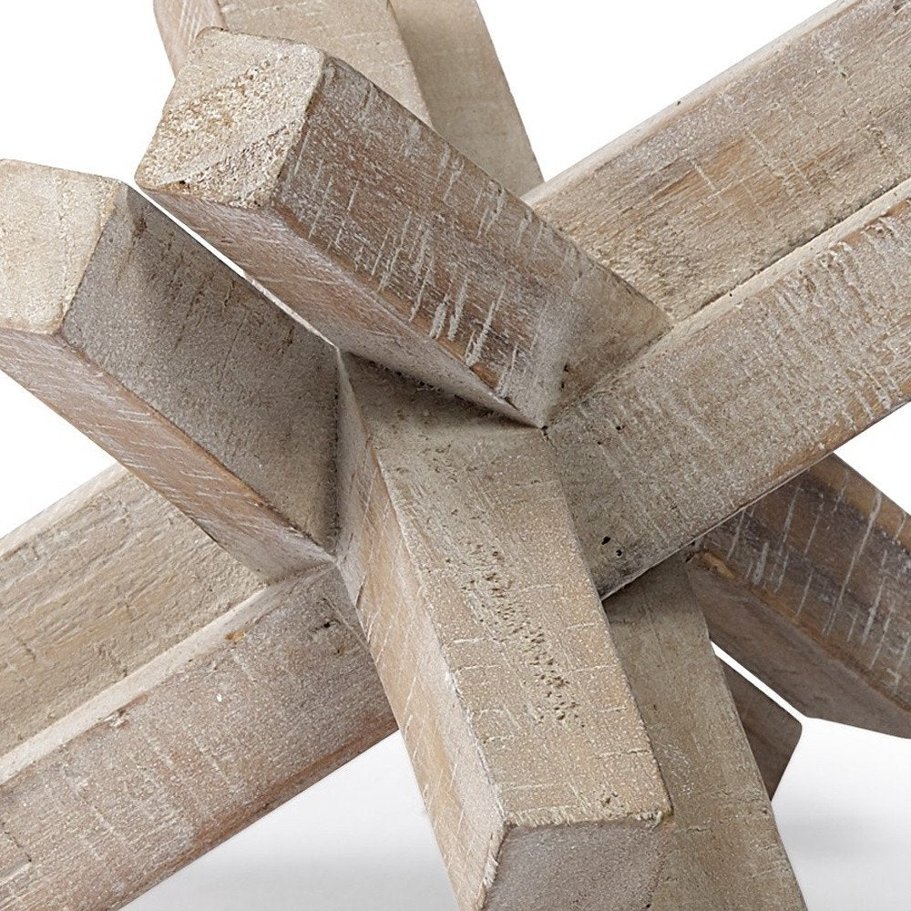 6" Light Brown Solid Wood Geometric Tabletop Sculpture