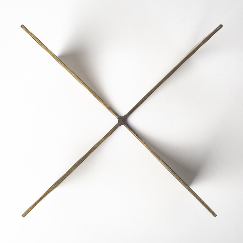 10" Burnished Gold Metal Circle Square Sculpture. Sculpture isolated on a plain white background, showing a gold metal surface.
