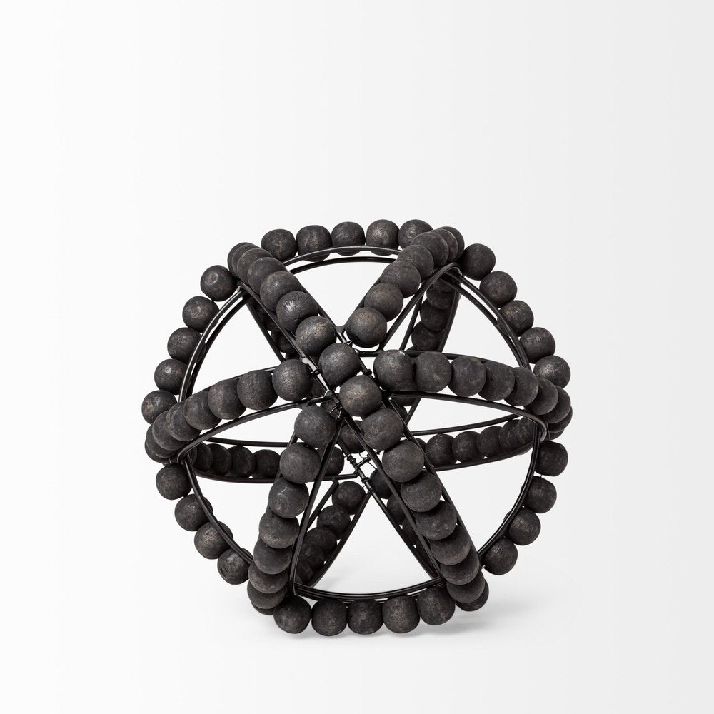 9" Black Metal Tabletop Sculpture on a white background