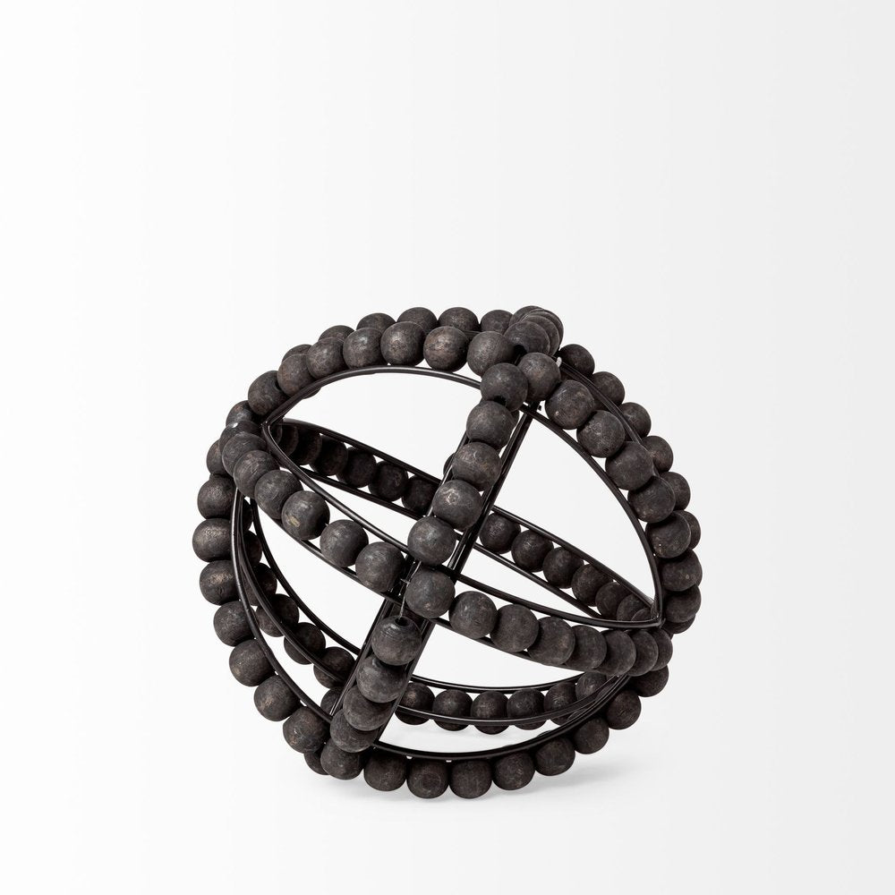 9" Black Metal Tabletop Sculpture on a white background