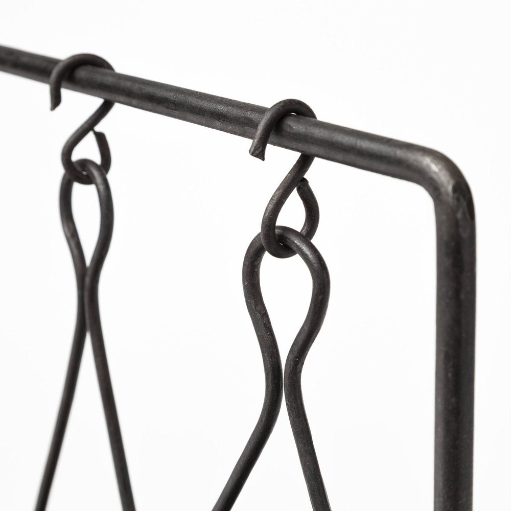 19" Charcoal Metal Vintage Spice Rack Tabletop Sculpture. Sculpture isolated on a plain white background, in a charcoal metal finish.