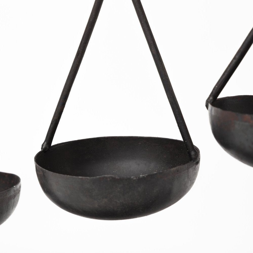 19" Charcoal Metal Vintage Spice Rack Tabletop Sculpture. Sculpture isolated on a plain white background, finished in charcoal metal.