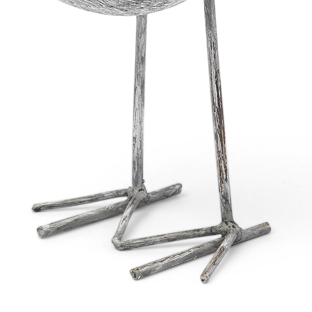 7" Off White Resin And Metal Snipe Bird Tabletop Sculpture on a white background