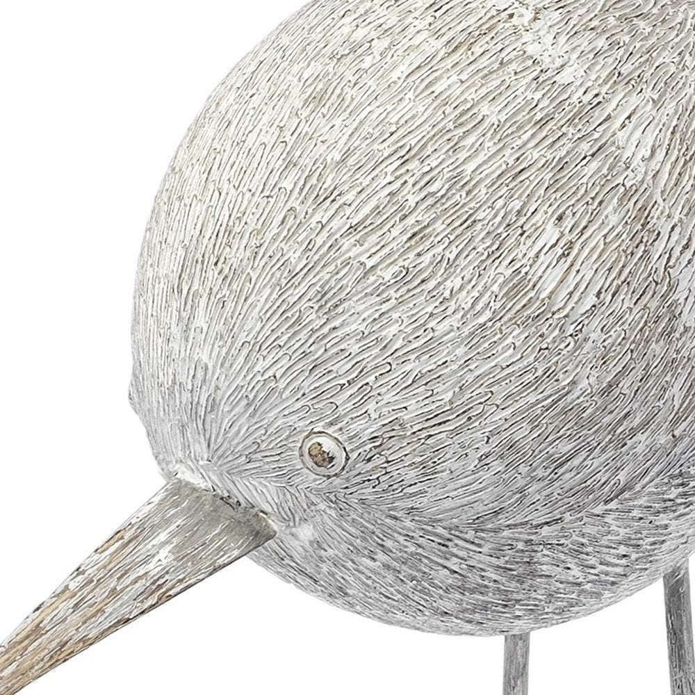 7" Off White Resin And Metal Snipe Bird Tabletop Sculpture on a white background