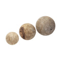 Set of Three 5" Brown Solid Wood Decorative Orb on a white background