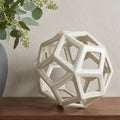 7" White Ceramic Decorative Orb Tabletop Sculpture