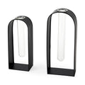 Set Of Two Black Metal Test Tube Decor Pieces on a white background