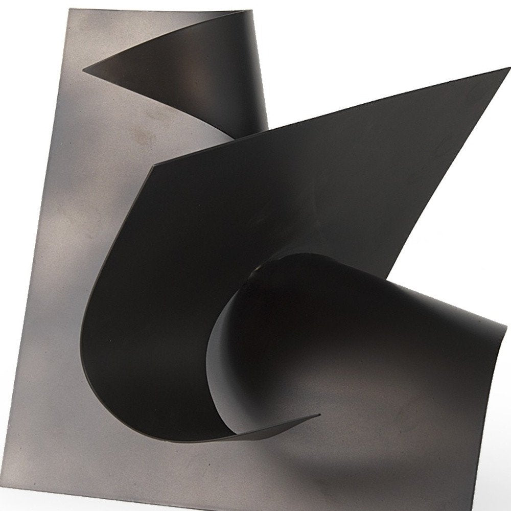 12" Contempo Antiqued Black Abstract Sculpture. Sculpture isolated on a plain white background, in a black finish.