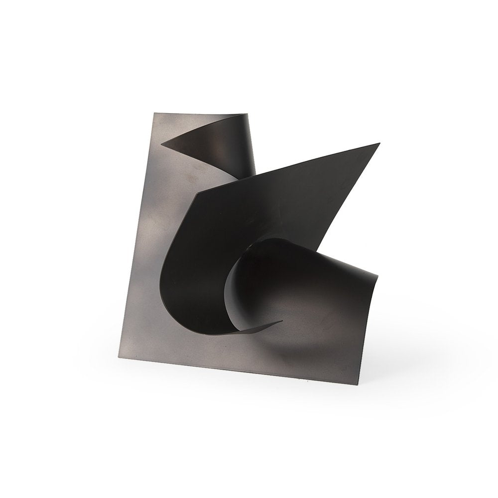 12" Contempo Antiqued Black Abstract Sculpture. Sculpture isolated on a plain white background, finished in black.