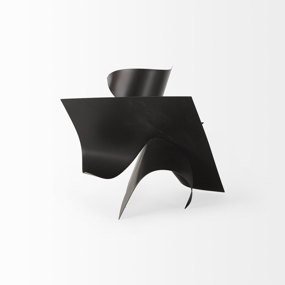 12" Contempo Antiqued Black Abstract Sculpture. Sculpture isolated on a plain white background, finished in black.