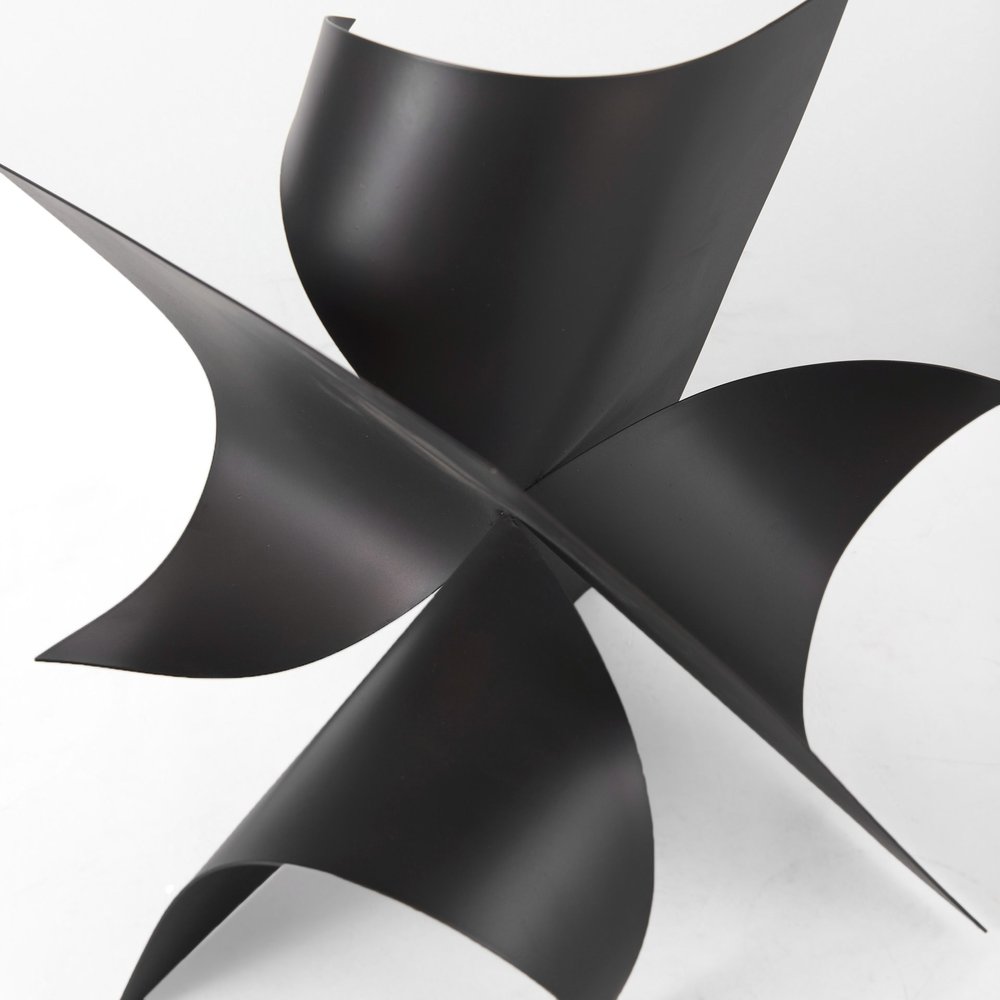 12" Contempo Antiqued Black Abstract Sculpture. Sculpture isolated on a plain white background, in a black finish.