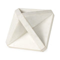 White Marble Geometric Square Sculpture on a white background