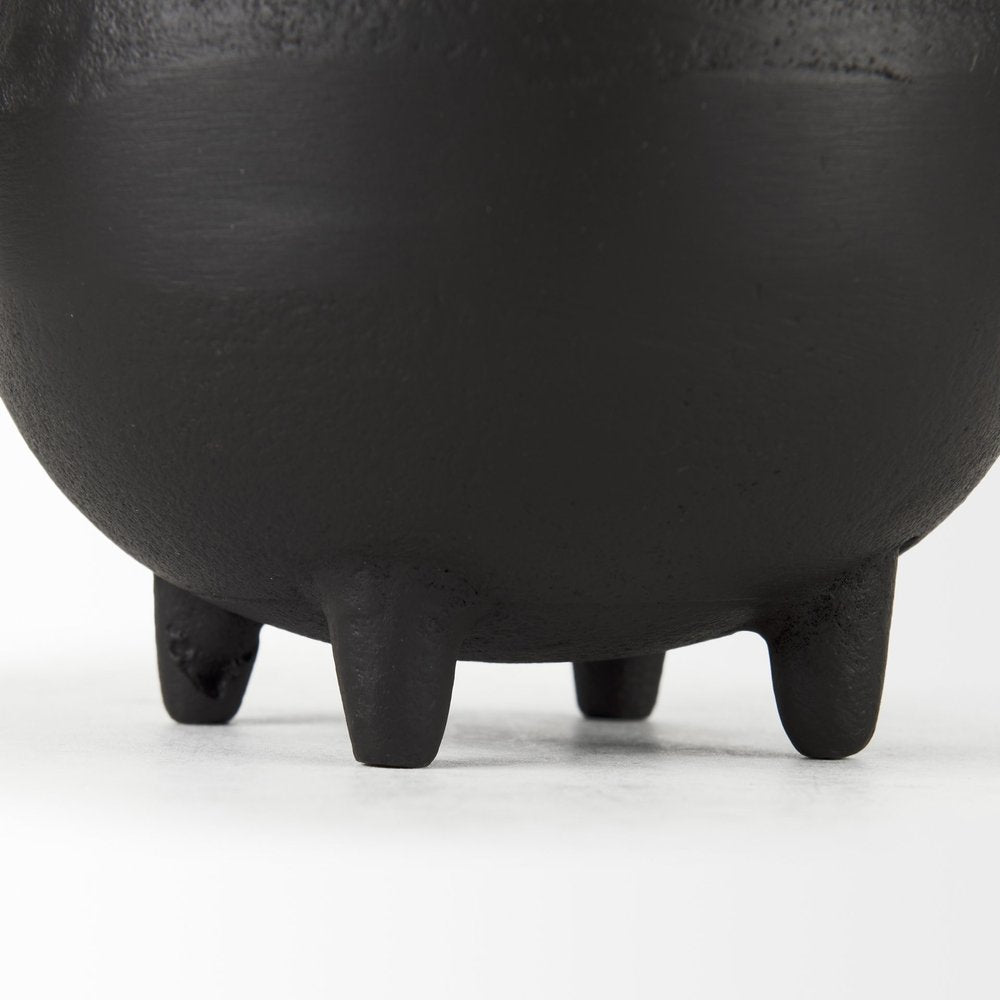 8" Black Two Handle Ceramic Jug Vase