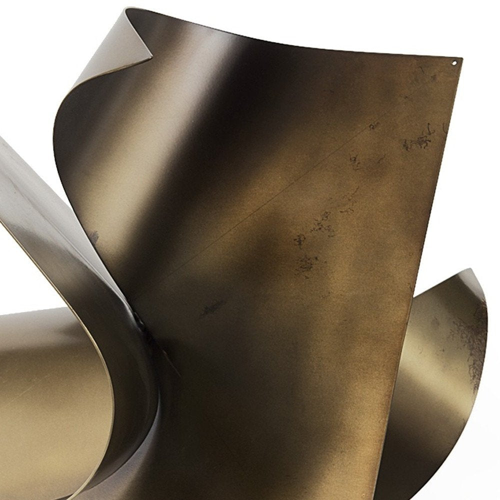 12" Contempo Antiqued Gold Abstract Sculpture. Sculpture isolated on a plain white background, finished in gold.