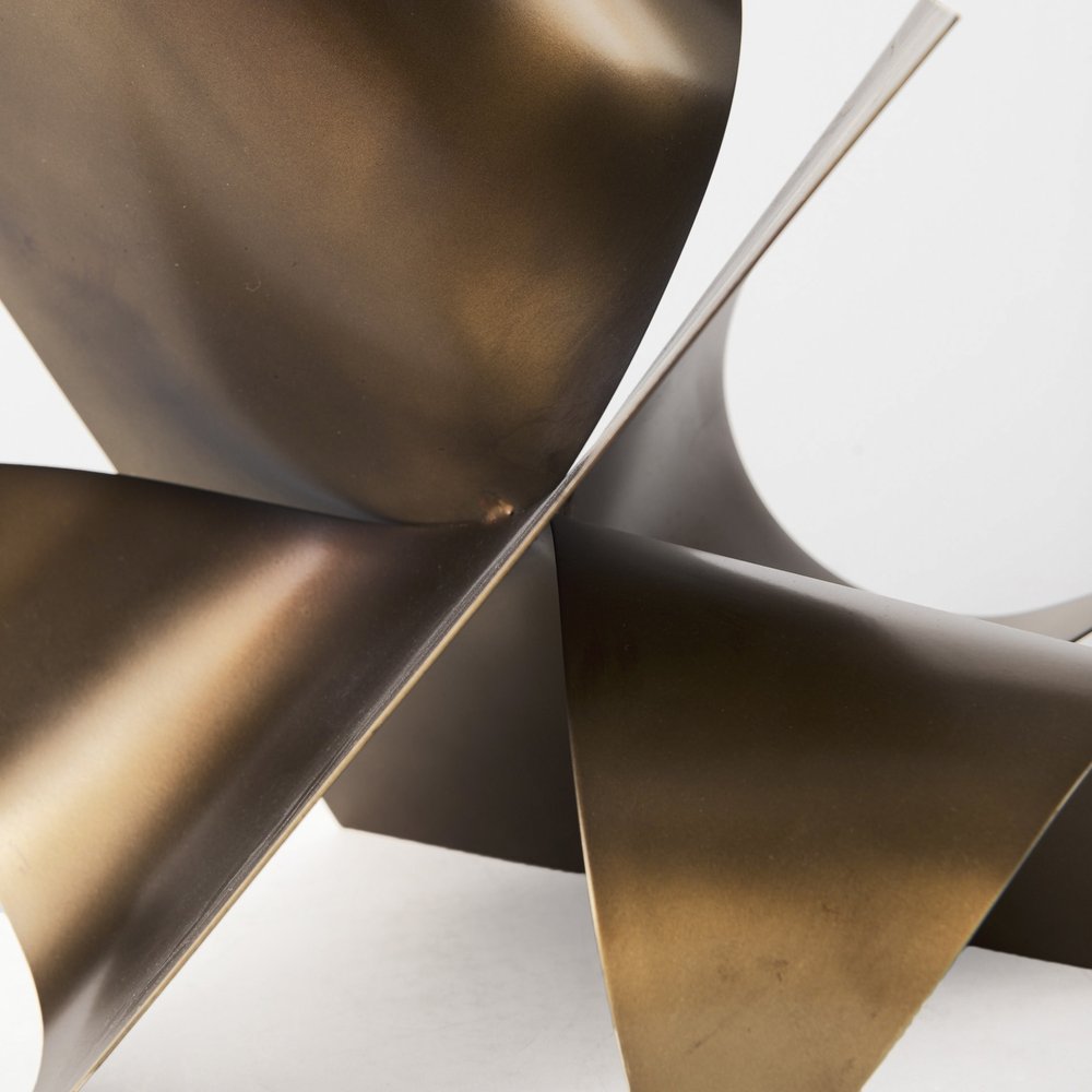 12" Contempo Antiqued Gold Abstract Sculpture detail shot of the surface finish.