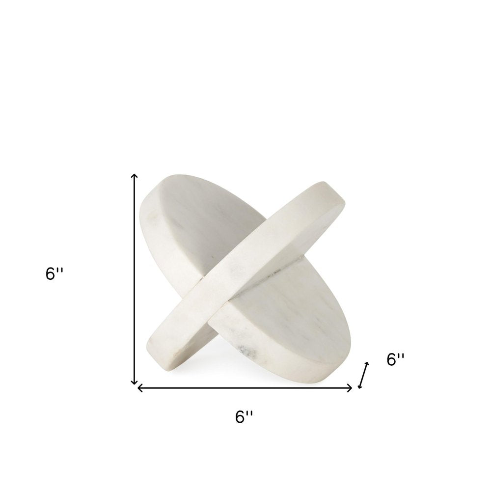 Petite White Marble Circular Sculpture on a white background